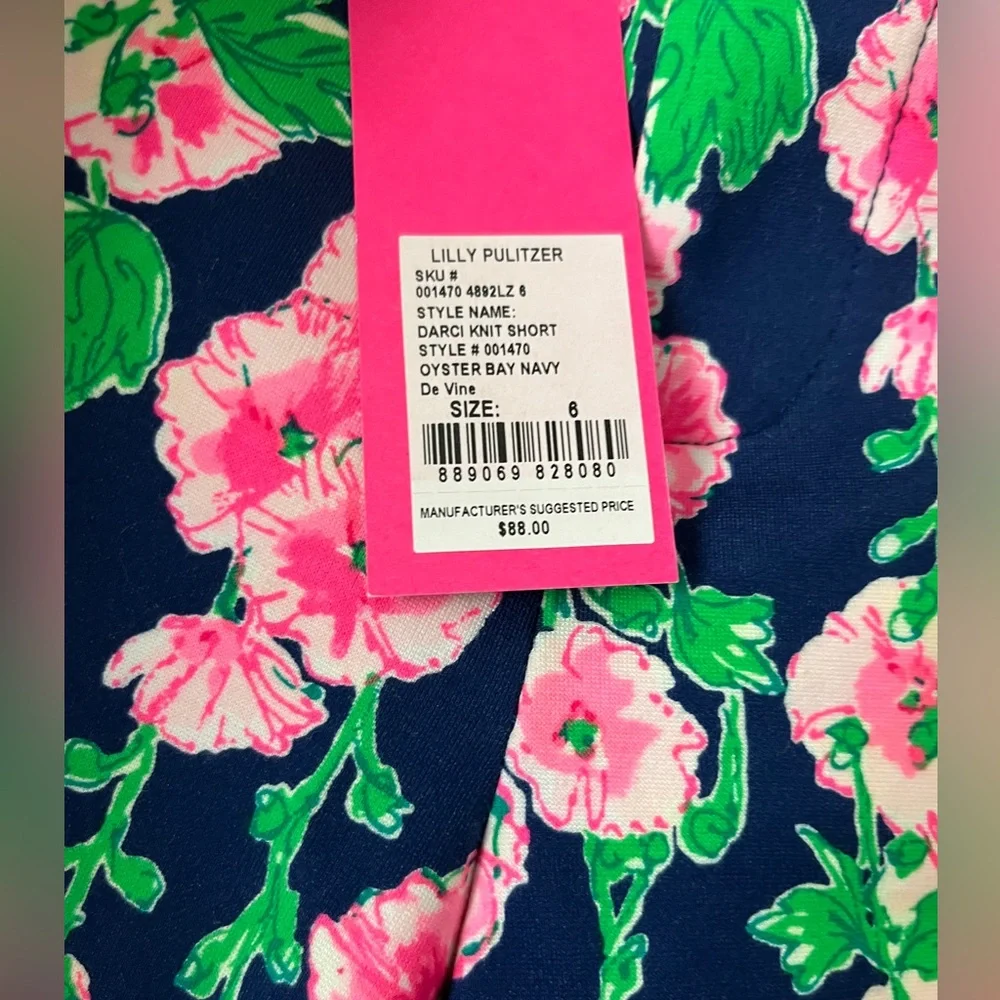 NWT Lilly Pulitzer Size 6 Darci Knit Shorts in Oyster Bay Navy De Vine - Picture 4 of 4